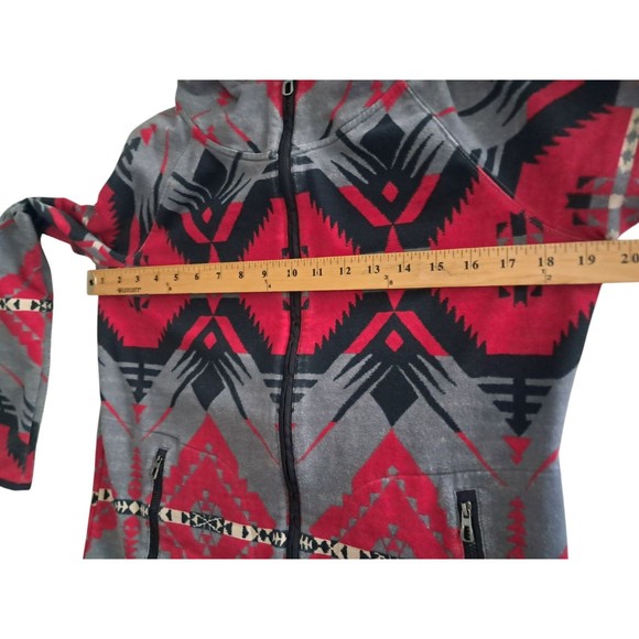 Lauren Ralph Lauren Aztec Navajo‎ Southwestern Full Zip Hoodie Red Women's Small - Picture 12 of 13